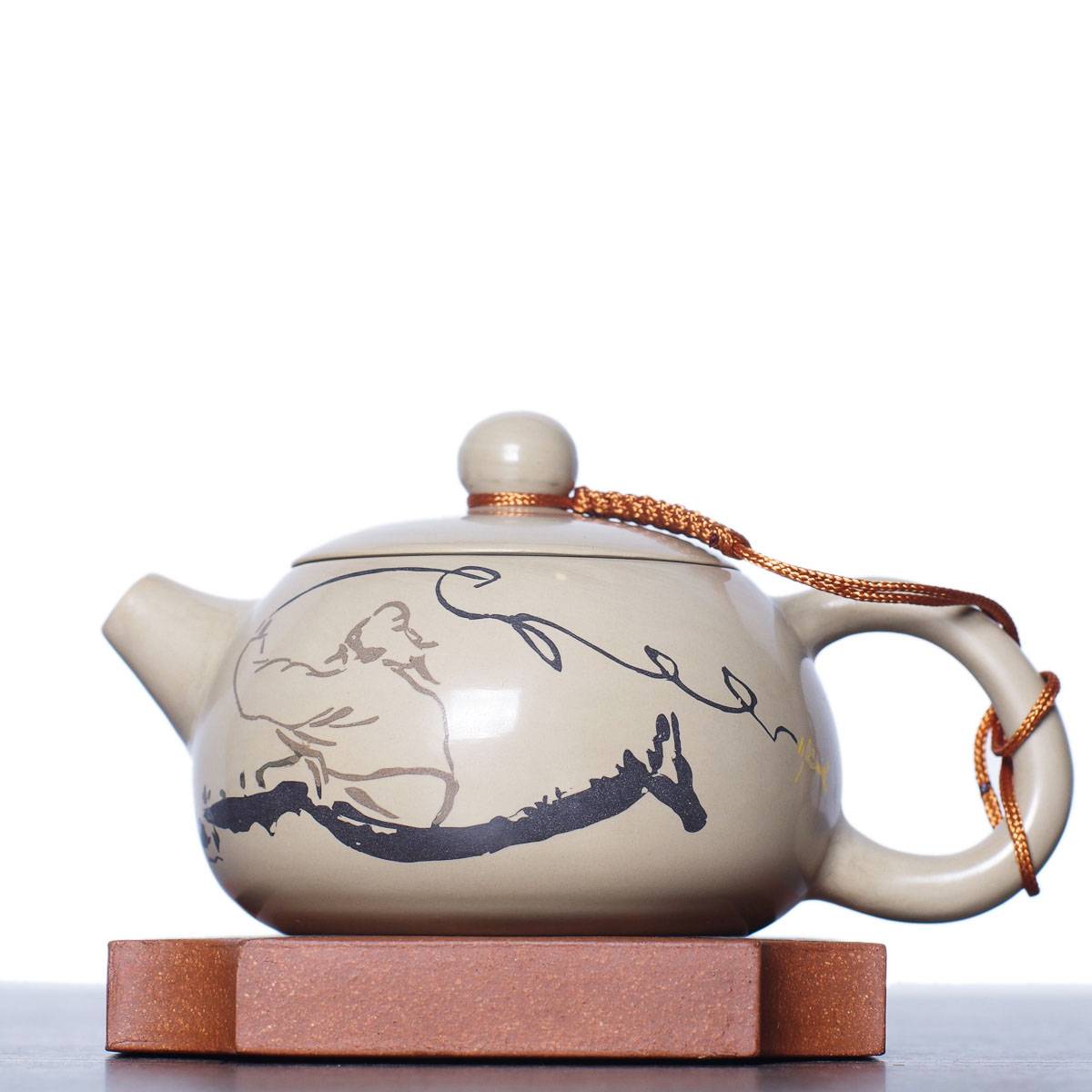 Чайник 195мл Сиши «Рыбак», цзяньшуйская керамика (76212)-