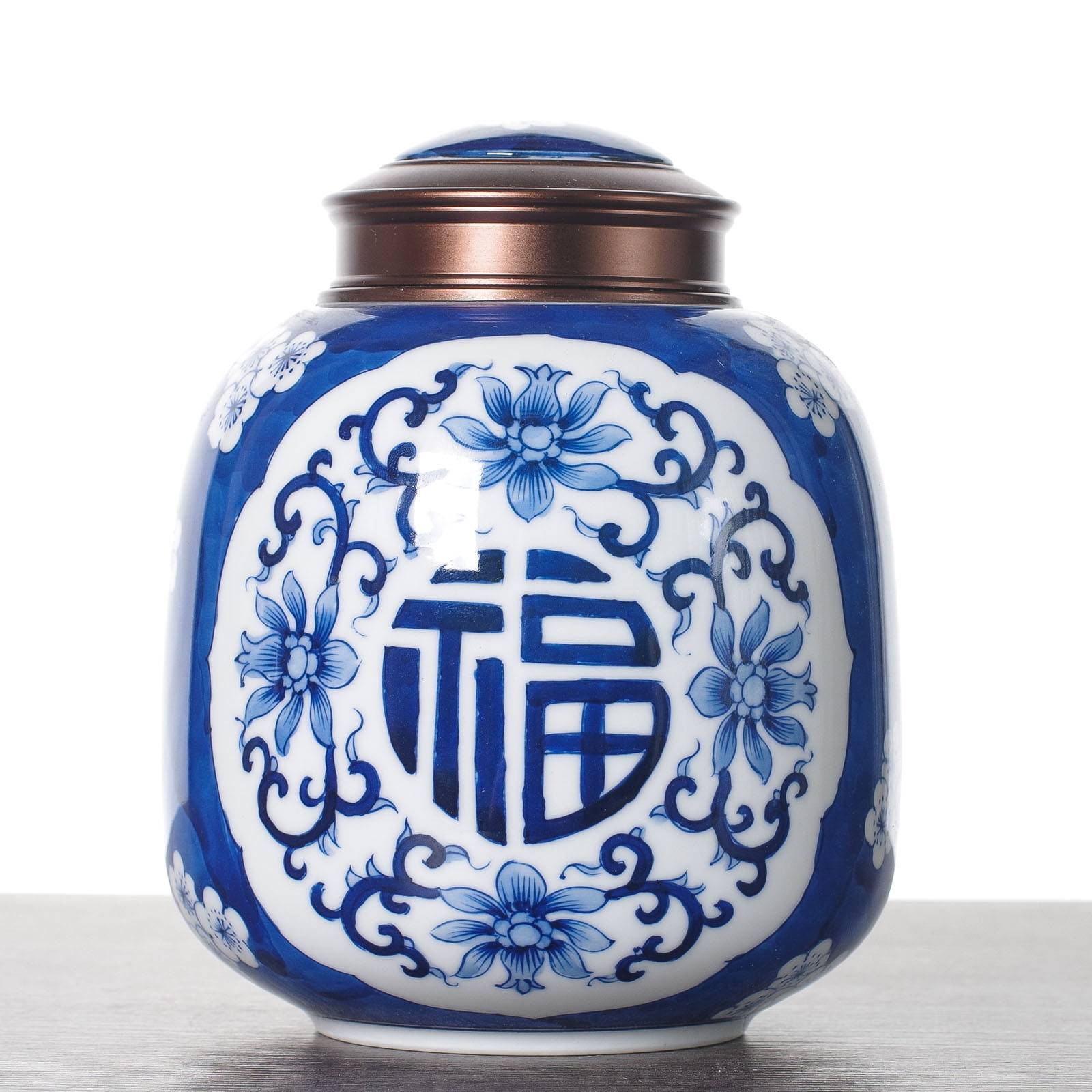 Чайница "Удача Фу", фарфор из Цзиндэчжэнь (87238)-