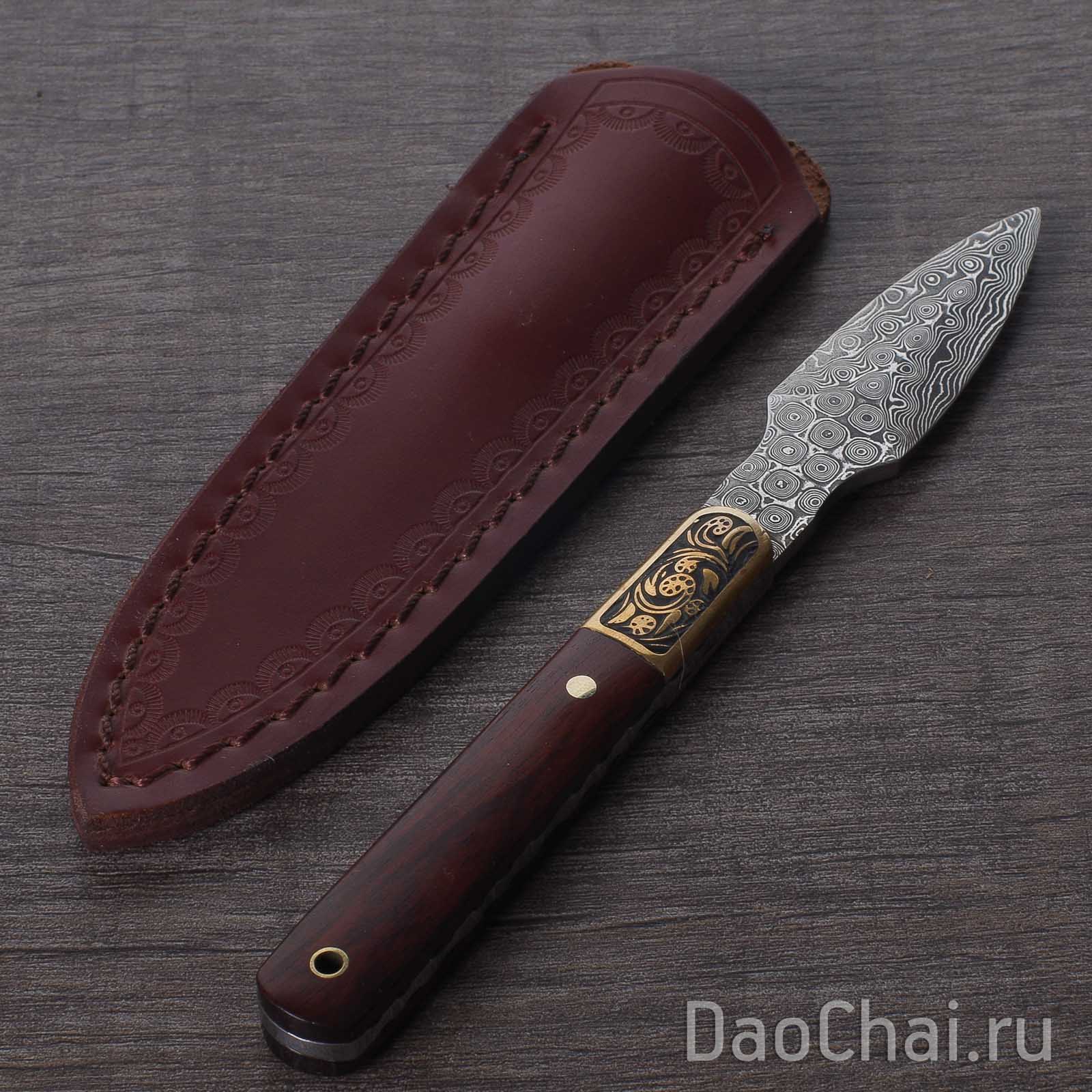 Нож для колки пуэра, дамасская сталь (81258)-