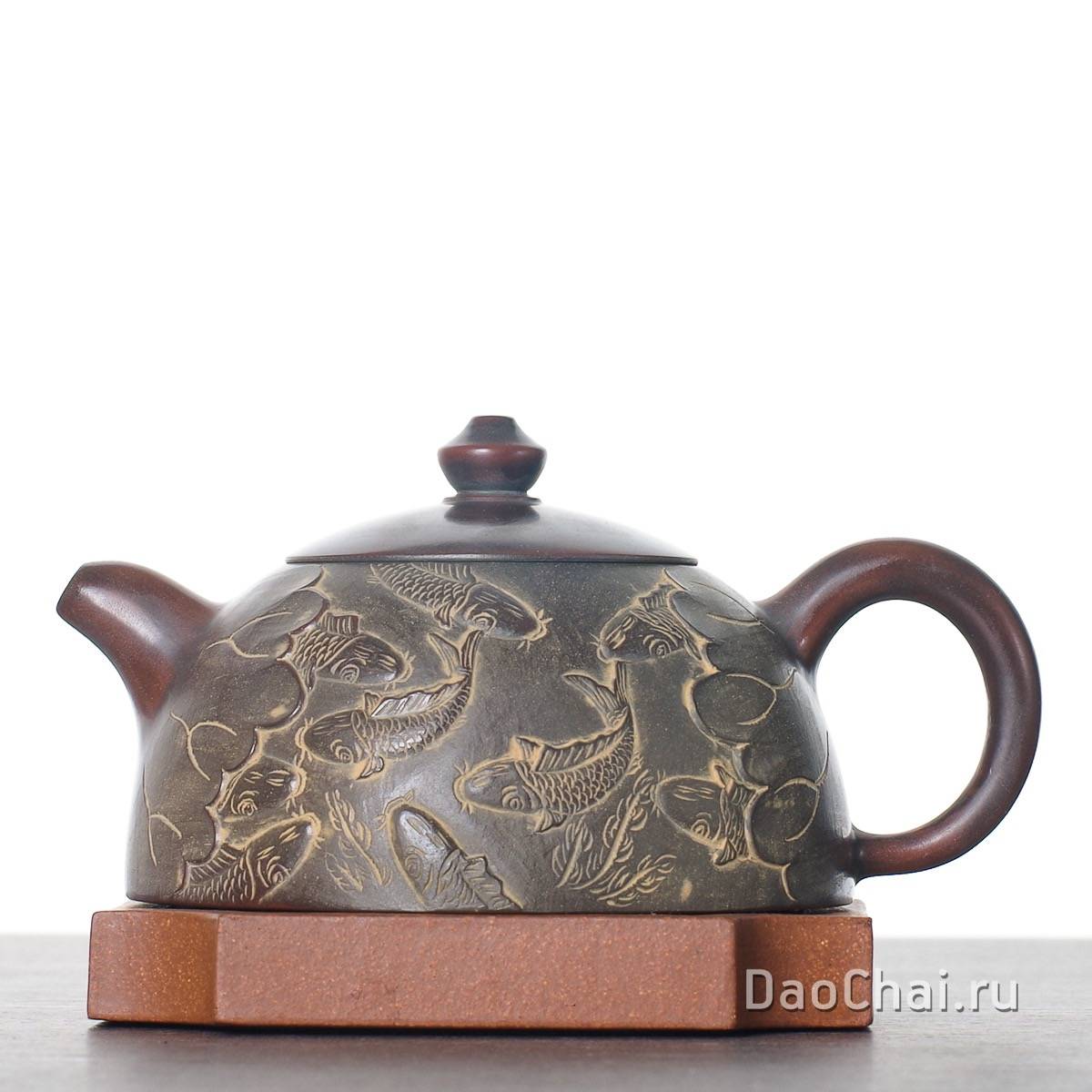 Чайник 170мл "Карпы в лотосовом пруду", циньчжоуская керамика (78038)-