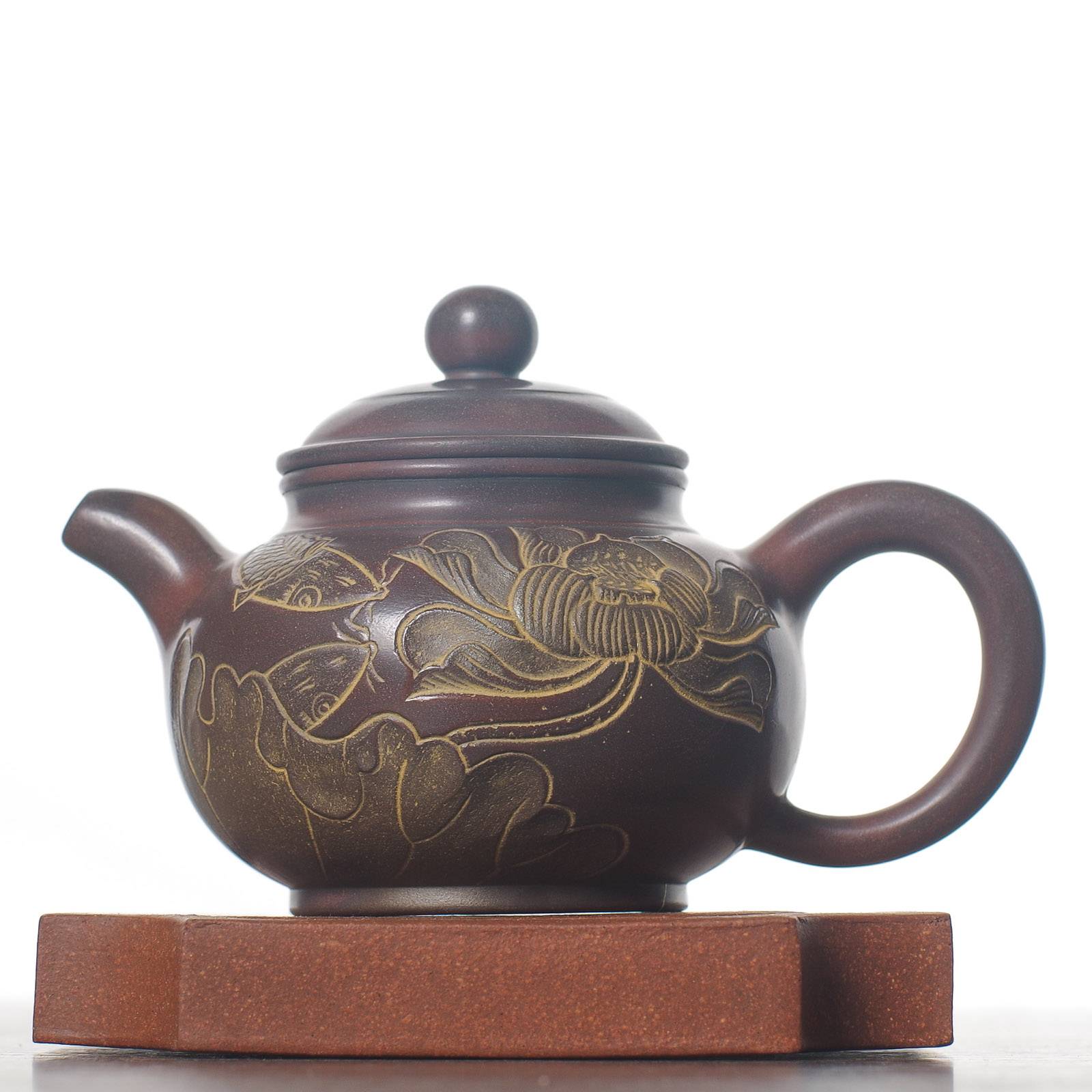 Чайник 123мл "Лотос с рыбами", циньчжоуская керамика (78128)-