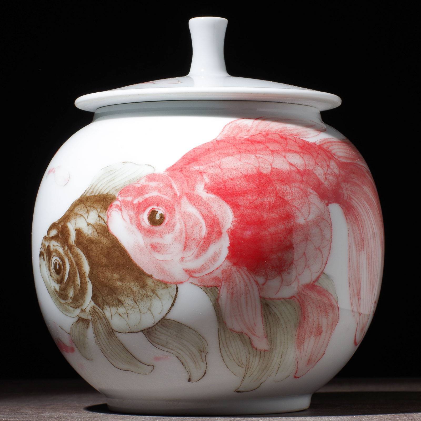 Чайница "Рыбки", фарфор из Цзиндэчжэнь (400061)-