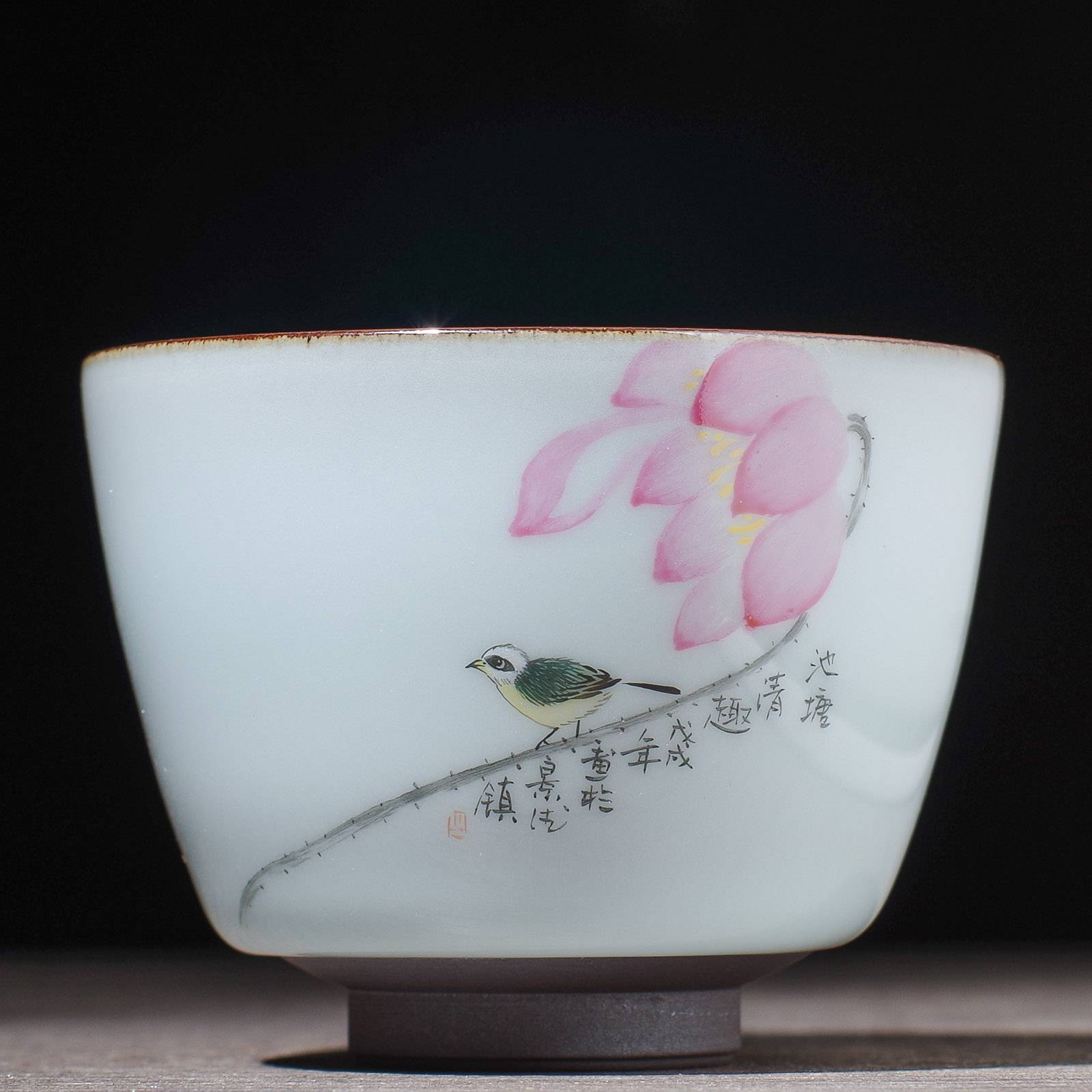 Пиала 100мл “Птица", керамика из Цзиндечжэнь (400029)-