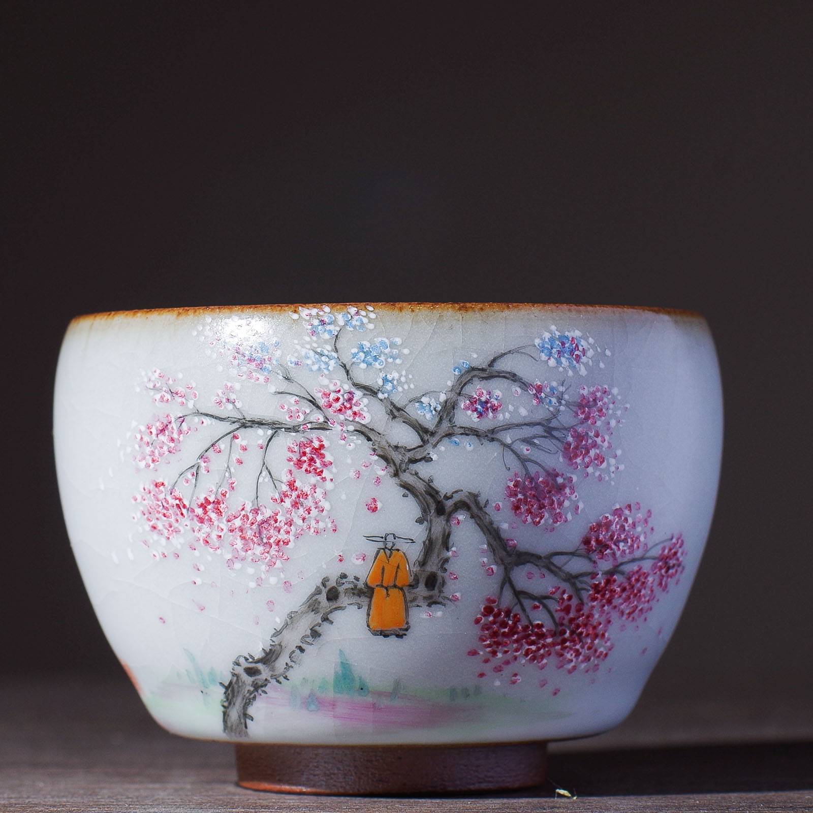 Пиала 115мл "Цветущее дерево", керамика из Цзиндечжэнь  (52502)-