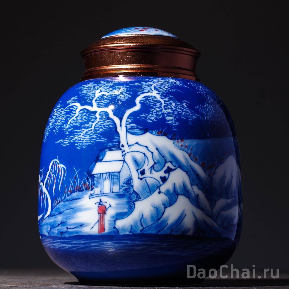 Чайницы 1000мл «Зима», цзиндэчжэньская роспись (87212)-