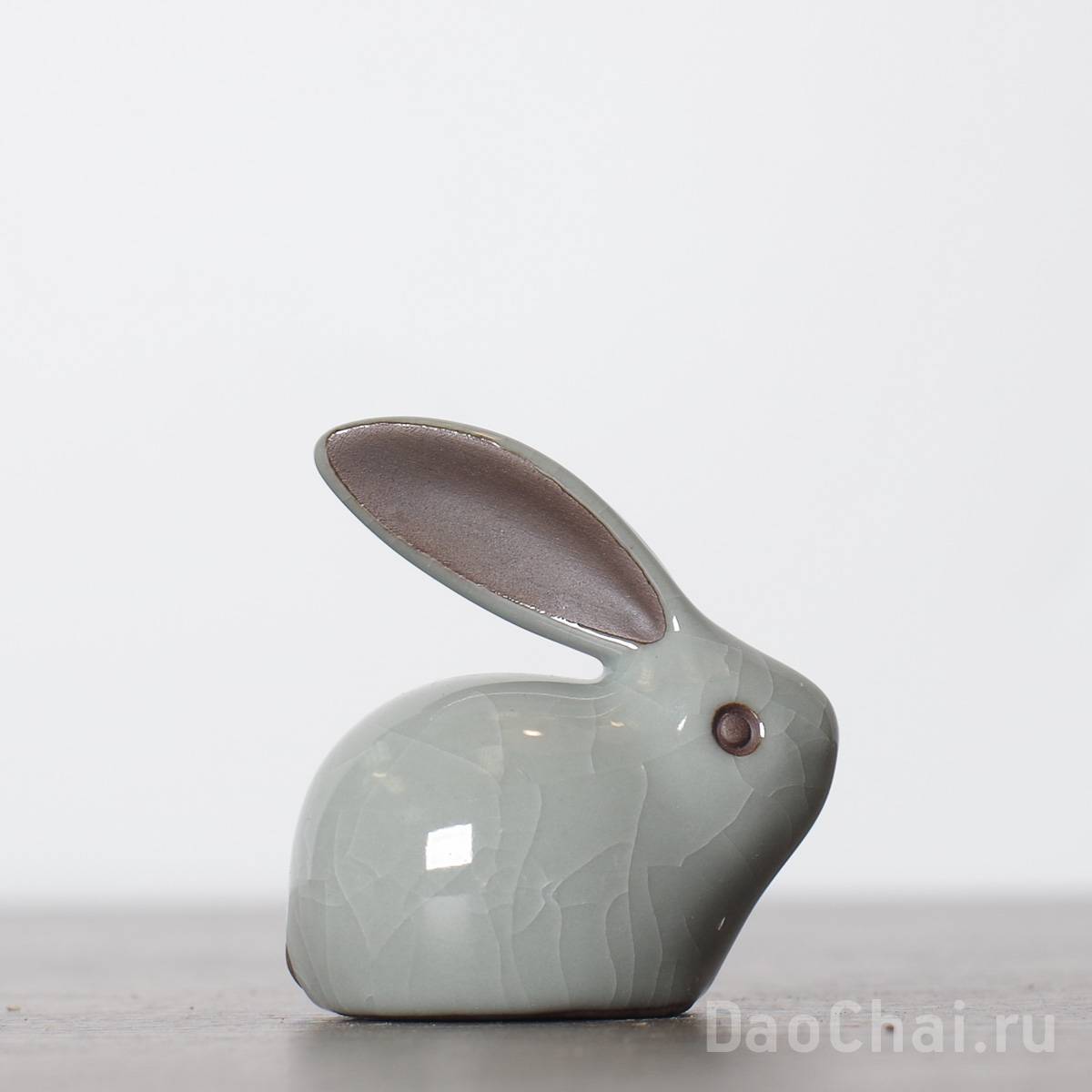 Фигурка "Кролик", глина, целадон (61037)-