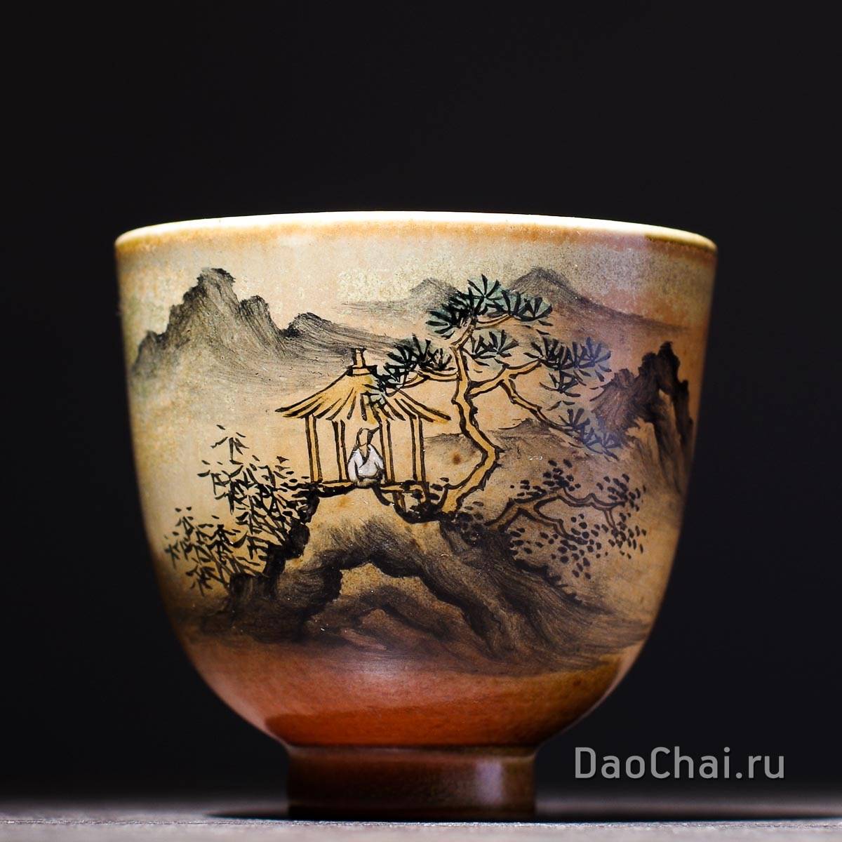 Пиала 55мл «Беседка», керамика из Цзиндэчжэнь, ручная роспись (52000)-