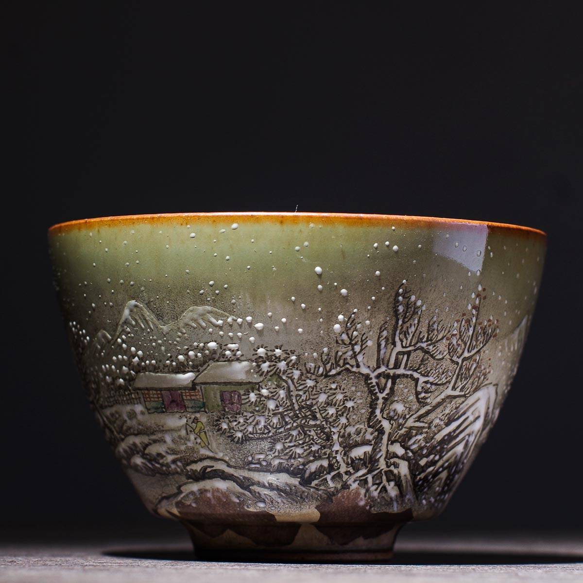 Пиала 100мл «Зима», керамика из Цзиндэчжэнь, ручная роспись (51996)-