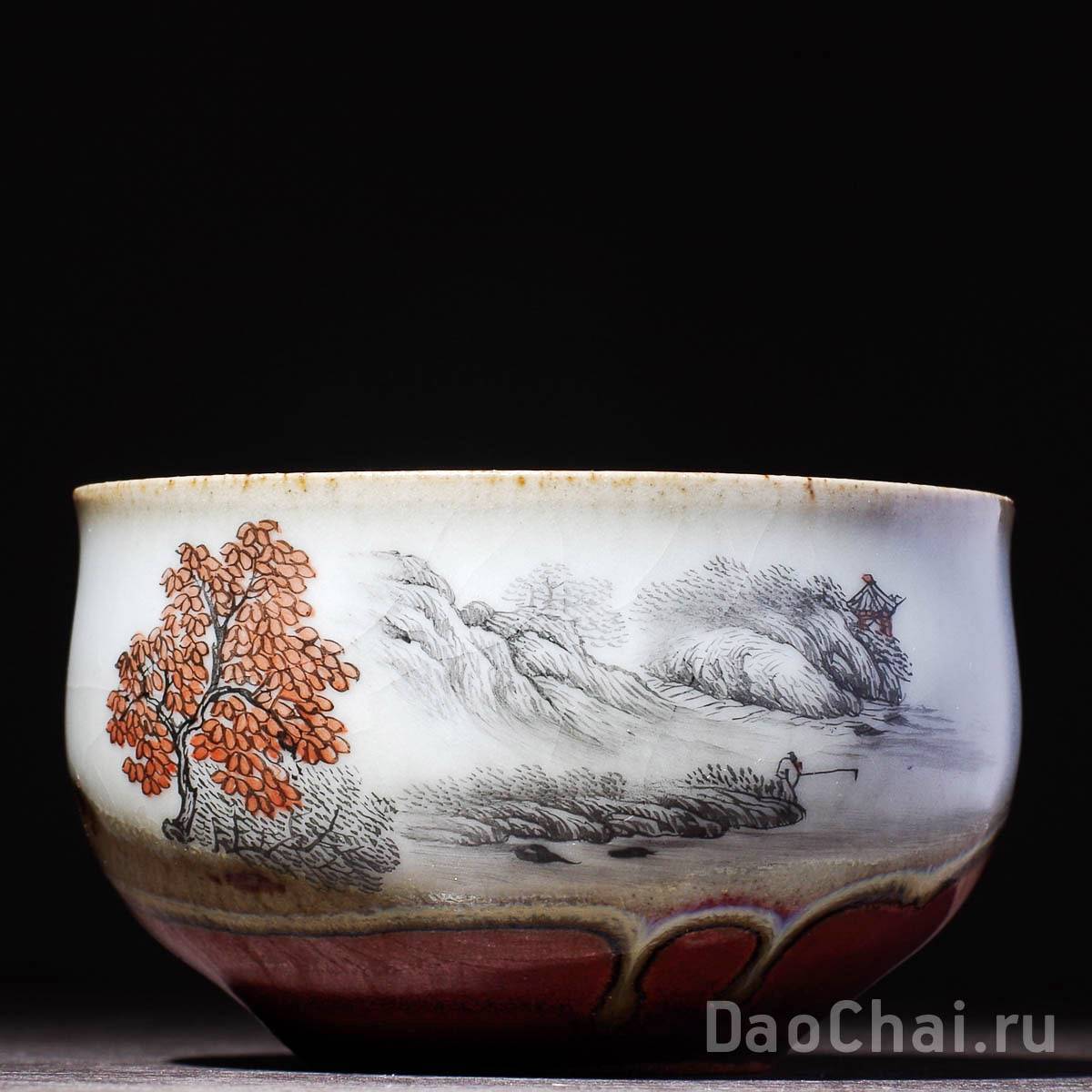 Пиала 135мл «Пейзаж», керамика из Цзиндэчжэнь, ручная роспись (52063)-
