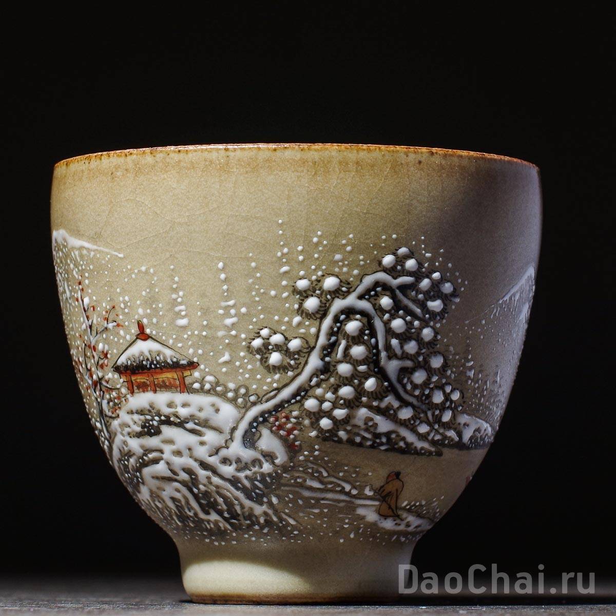 Пиала 100мл «Зима», керамика из Цзиндэчжэнь, ручная роспись (52070)-