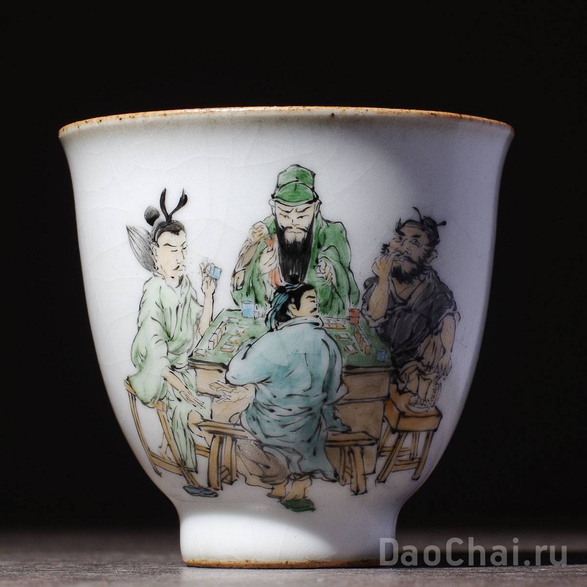 Пиала 100мл «Герои царства Шу», керамика из Цзиньдэчжэнь, роспись (52075)-