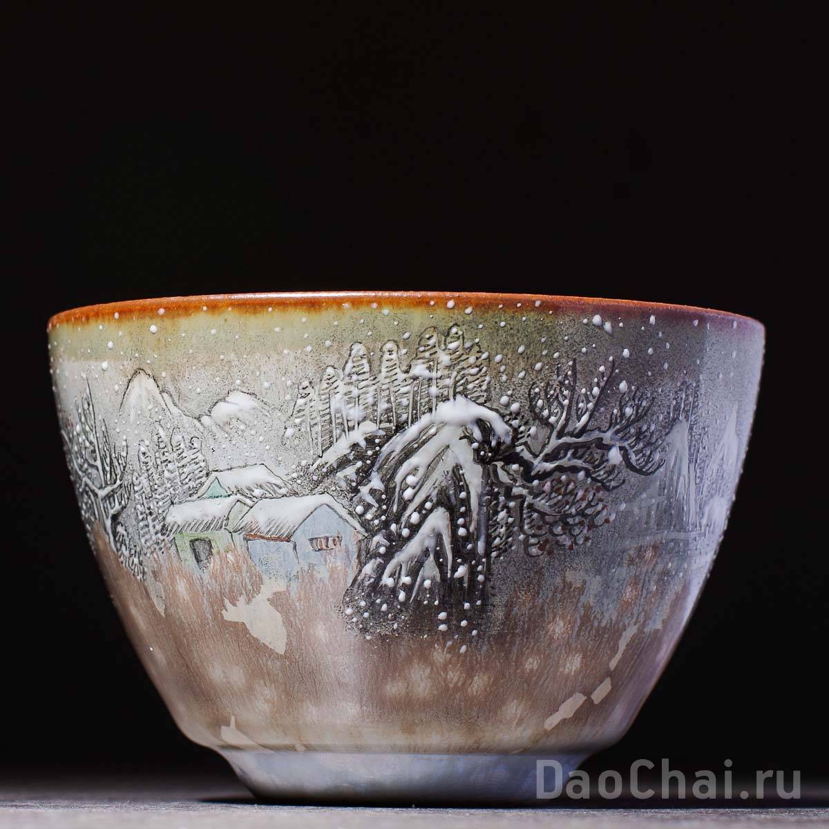 Пиала 135мл «Зима», керамика из Цзиндэчжэнь, ручная роспись (52079)-