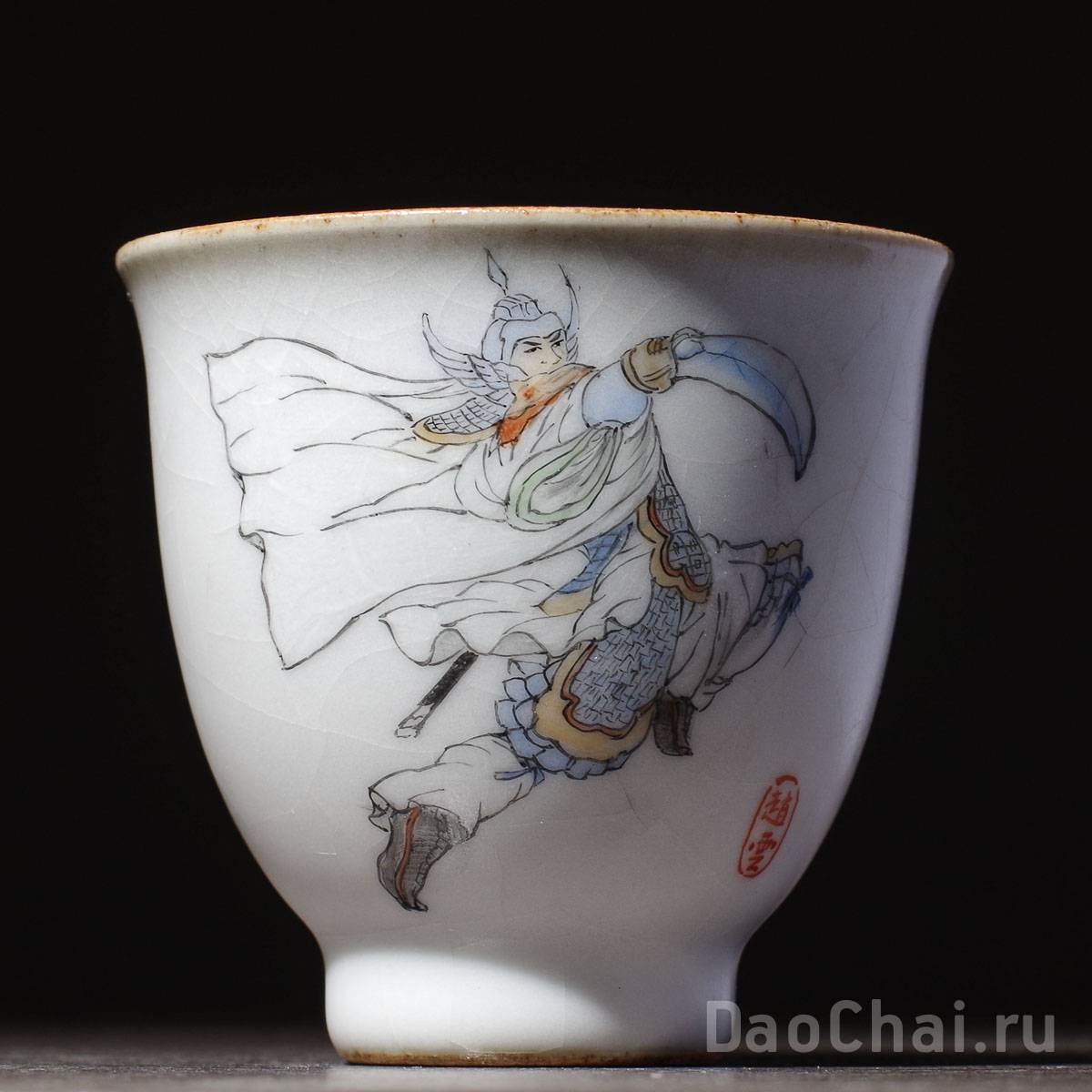 Пиала 100мл «Бог войны Чжао Юнь», керамика из Цзиньдэчжэнь, роспись (52081)-