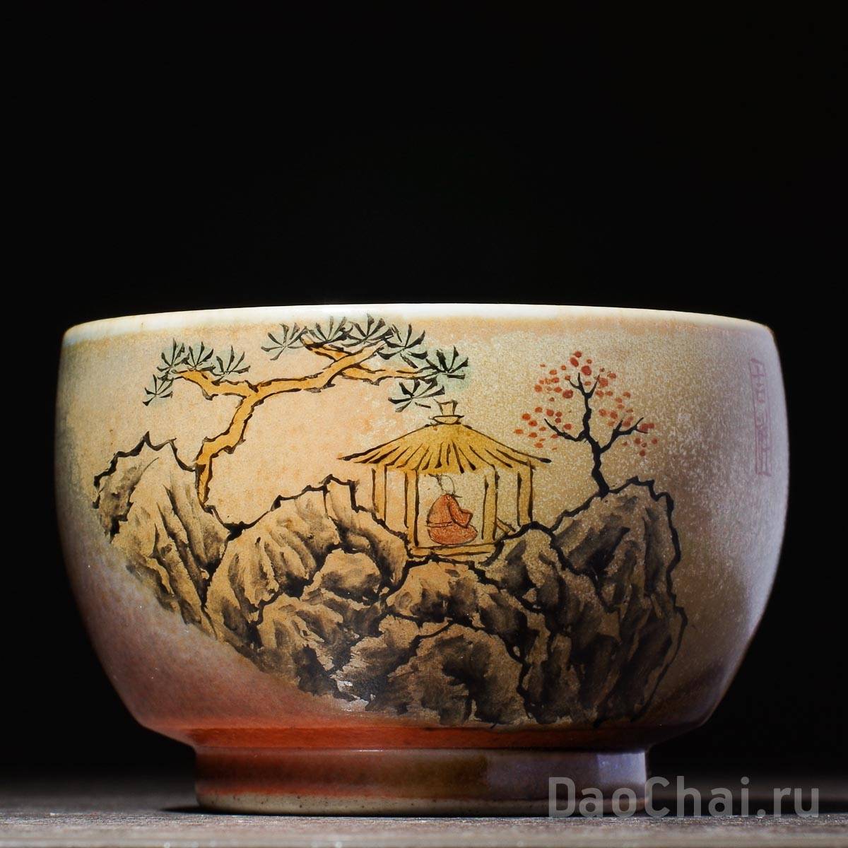 Пиала 130мл «Беседка», керамика из Цзиндэчжэнь, ручная роспись (52056)-