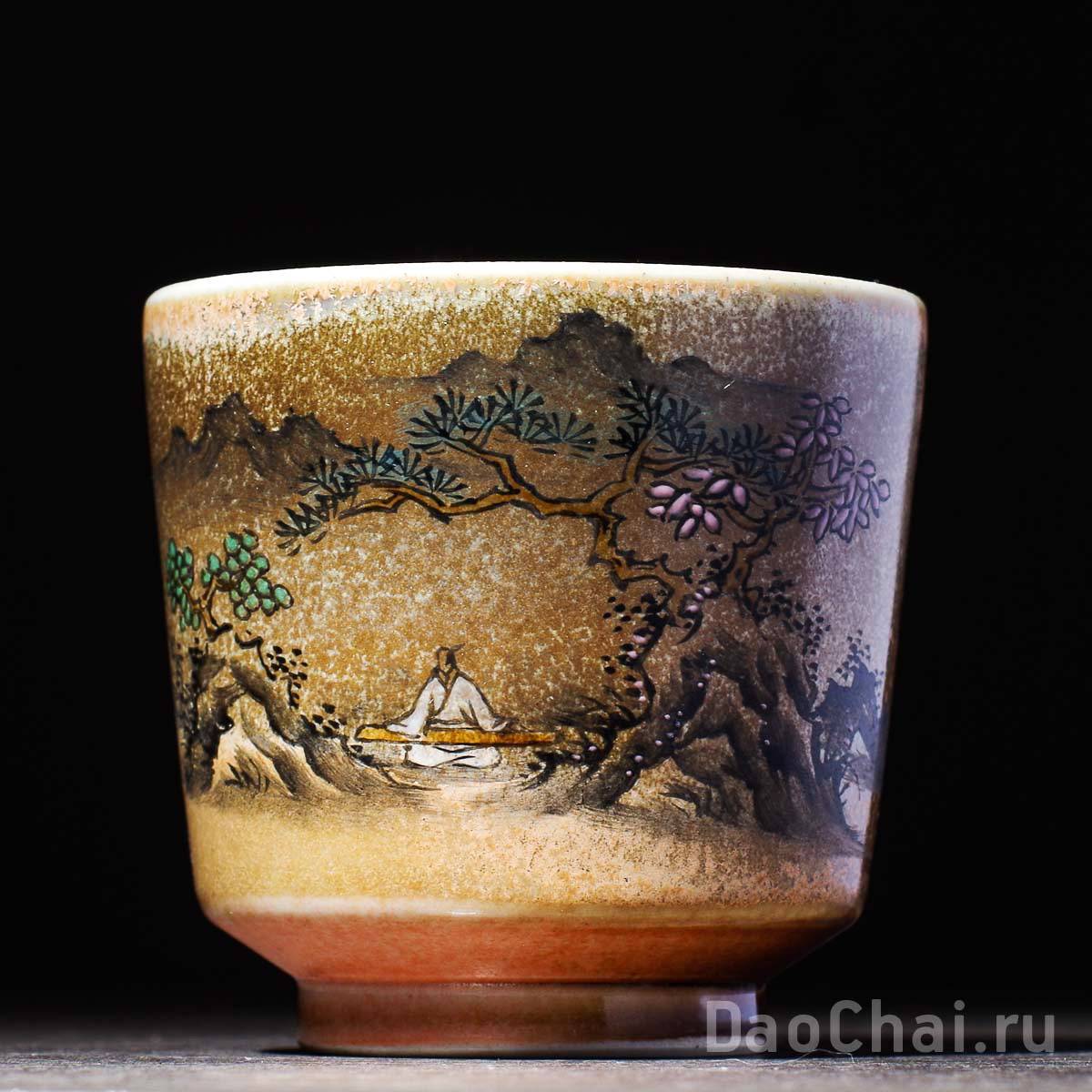 Пиала 130мл «Сосна», керамика из Цзиндэчжэнь, ручная роспись (52058)-
