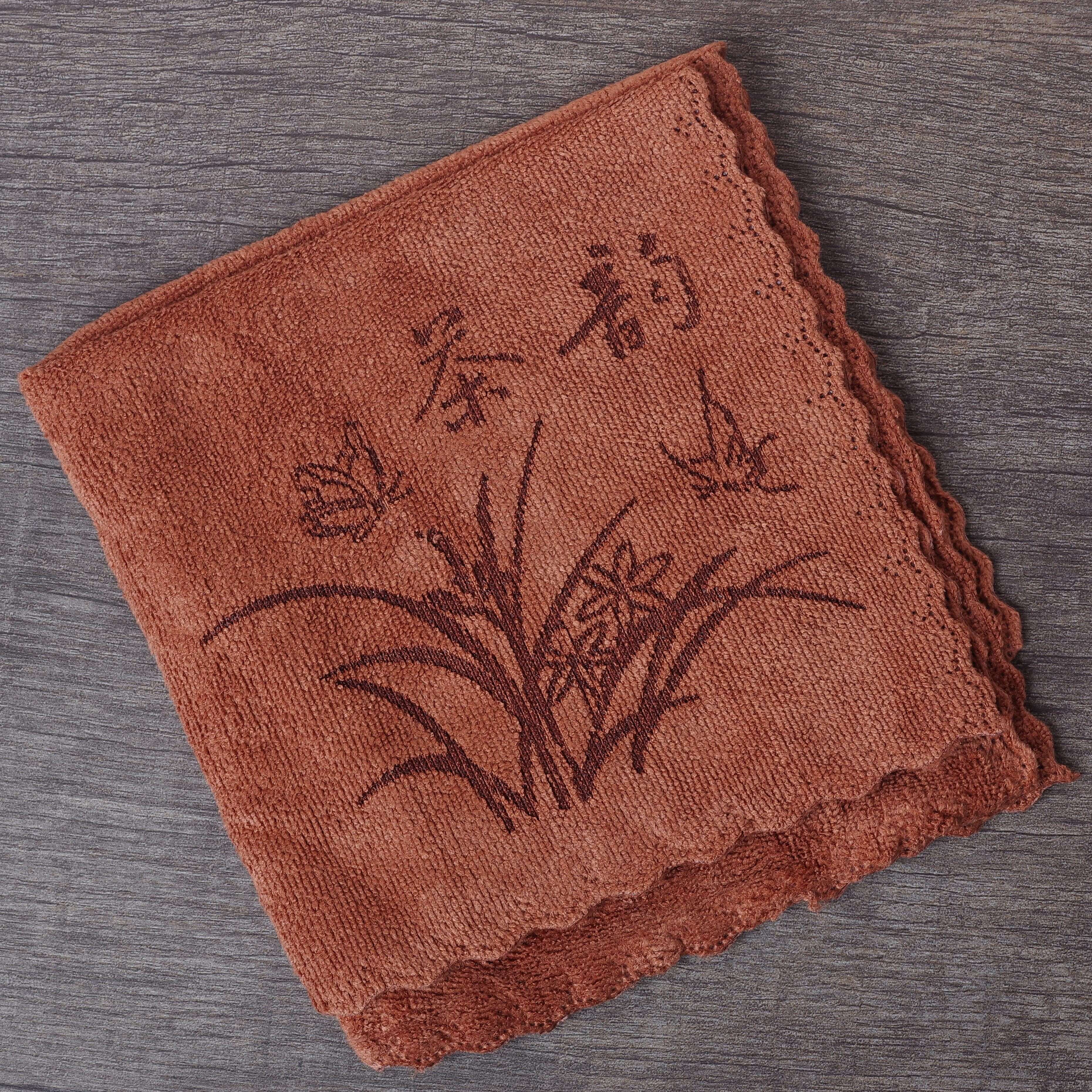 Полотенце для чайной церемонии Чабу Орхидея, коричневое, 30х30см (80106)-