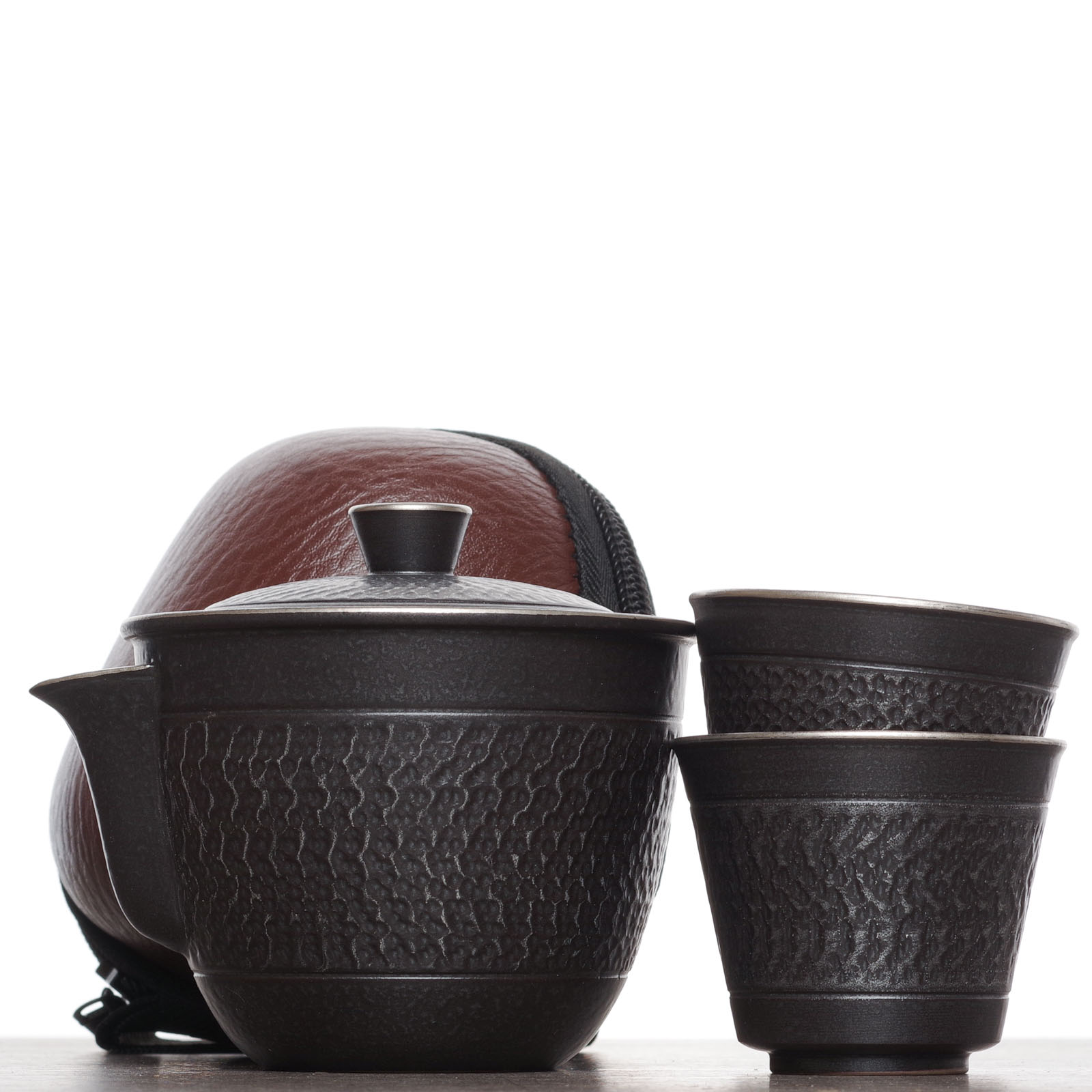 Дорожный набор "Черная платина", сиборидаси 185мл, 2 пиалы (7538)-