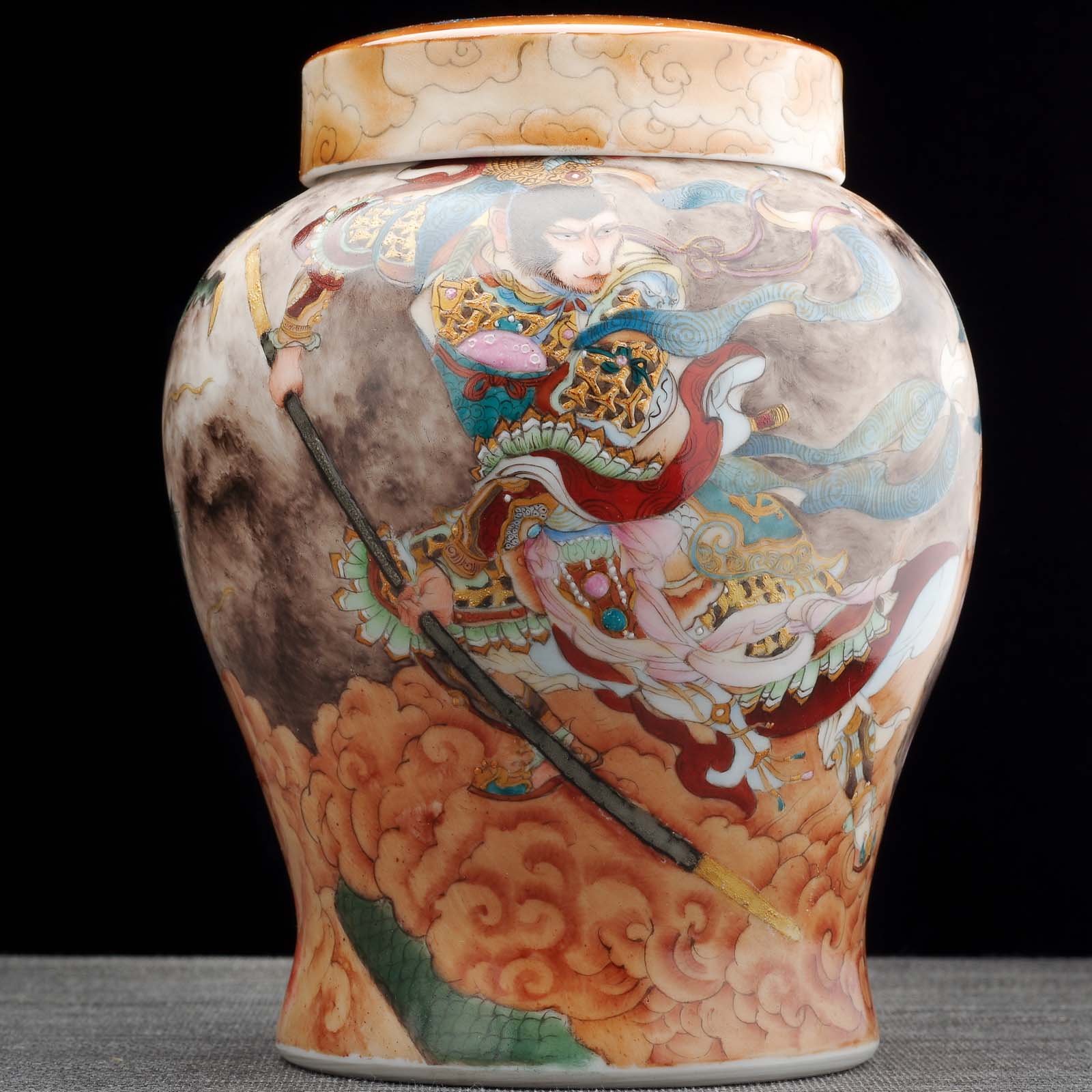 Чайница 1600мл "Переполох в небесных чертогах", керамика из Цзиндечжень (87380)-