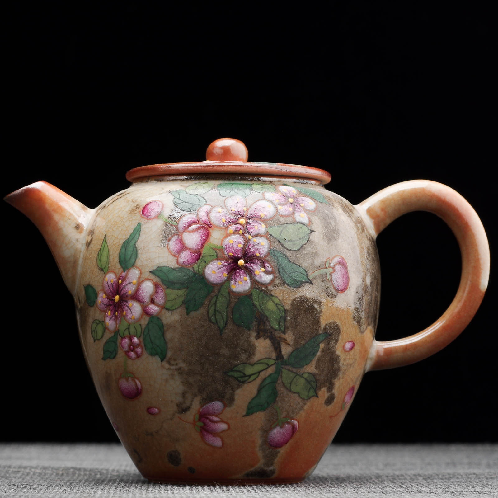 Чайник 120мл "Цветы", цзиндэчжэньская керамика (404708)-