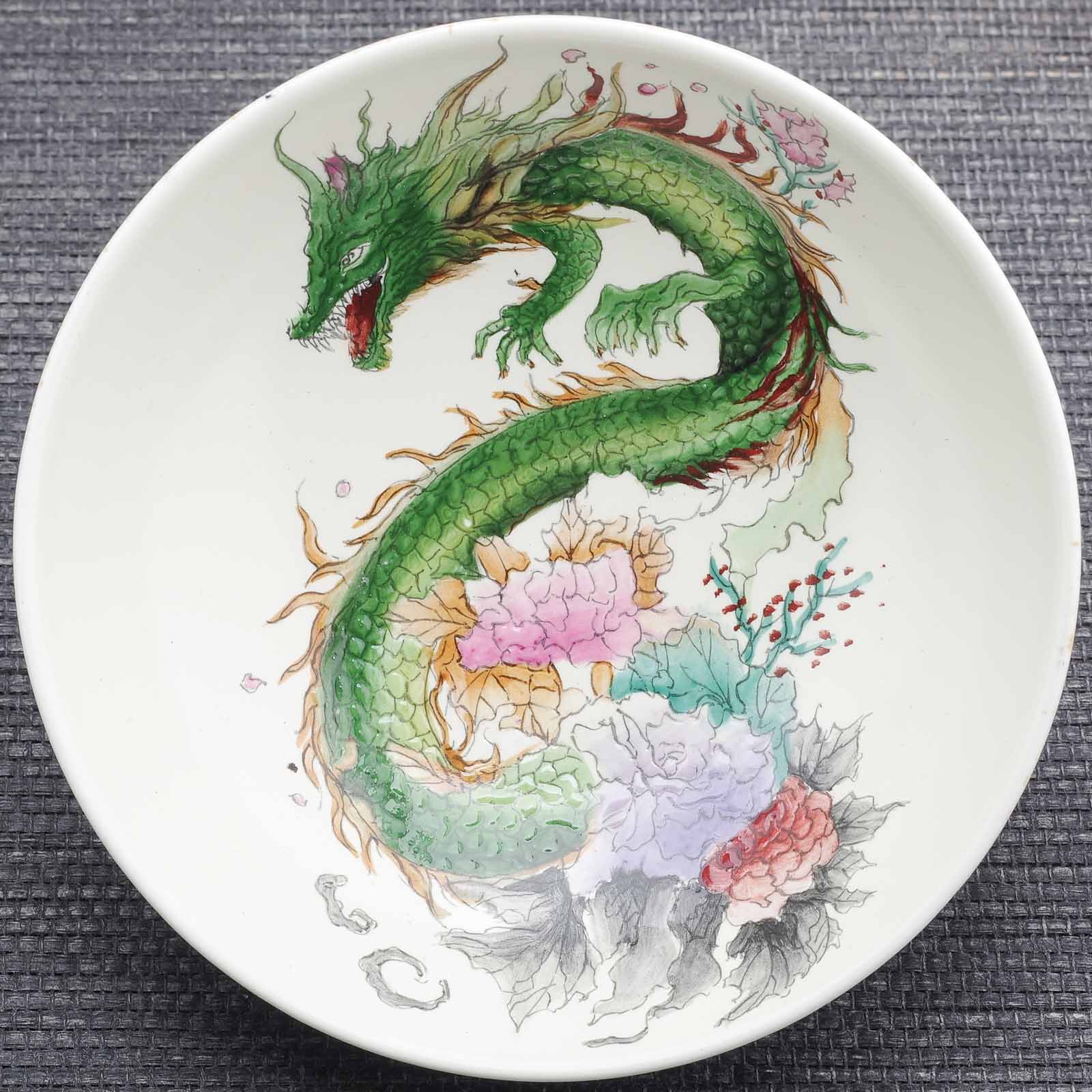 Пиала 115мл "Цинлун - зеленый дракон", фарфор из Цзиндечжень (404749)-