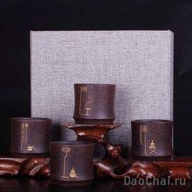 Подарочный набор из 4-х пиал "Состояния" (глина, 85мл)-