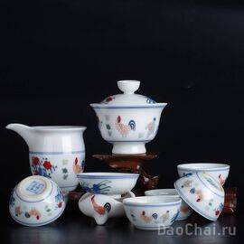 Набор посуды "Куриная серия", состаренный фарфор (7368)-