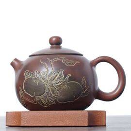 Чайник 220 мл «Ветвь с персиками», циньчжоуская керамика (78009)-