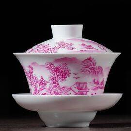 Гайвань 115мл "Китайская деревня" цзиндэчжэньский фарфор (400166)-