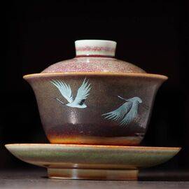 Гайвань 160мл "Журавли" цзиндэчжэньский фарфор (400177)-