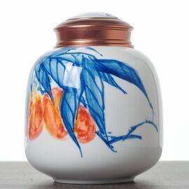 Чайница “Персики”, фарфор из Цзиндэчжэнь (400286)-