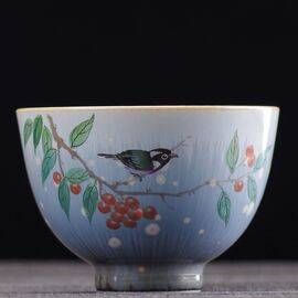 Пиала 145мл “Птица”, фарфор из Цзиндечжень (400366)-