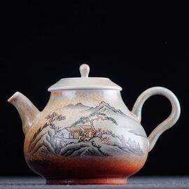 Чайник 140мл “Хижины”, керамика из Цзиндечжэнь (400429)-