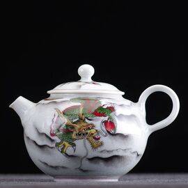 Чайник 180мл "Вездесущий дракон", керамика из Цзиндечжэнь (400459)-