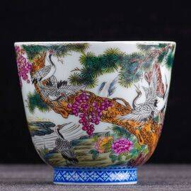 Пиала 150мл "Журавли и сосна", фэнцай эпохи Юнчжэна  (400774)-