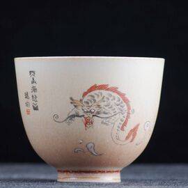 Пиала 90мл "Чивэнь из Книги гор и морей", фарфор из Цзиндэчжень (400606)-