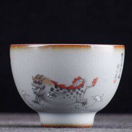 Пиала 80мл "Таоте из Книги гор и морей", керамика из Цзиндэчжень (400601)-