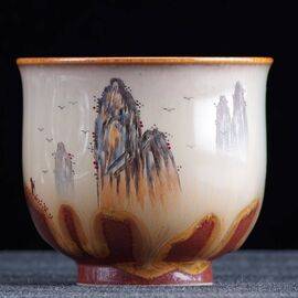 Пиала 85мл "Созерцание у скалы", керамика из Цзиндечжень (400687)-