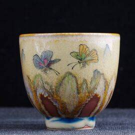 Пиала 90мл "Бабочки", керамика из Цзиндечжень (400753)-