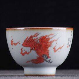 Пиала 80мл "Цечжи из Книги гор и морей", керамика из Цзиндэчжень (400605)-