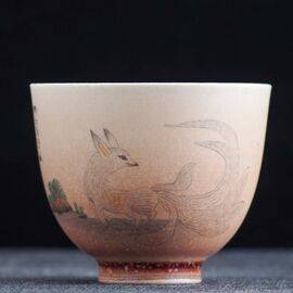 Пиала 90мл "Цзювэйху из Книги гор и морей", фарфор из Цзиндэчжень (400607)-