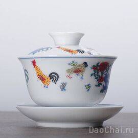 Гайвань 160мл "Гайвань с курами", фарфор (5085)-