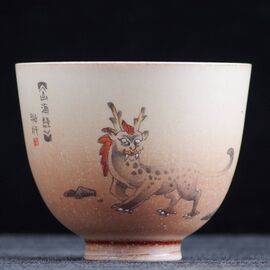 Пиала 90мл "Бихань из Книги гор и морей", фарфор из Цзиндэчжень (400603)-