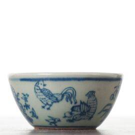 Пиала 65мл антикварная "Куриная семья", 70-е Цзиндэчжень (400294)-