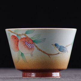 Пиала 140мл “Гранат”, фарфор из Цзиндечжень (400365)-