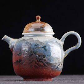 Чайник 195мл “Беседка”, керамика из Цзиндечжэнь (400426)-