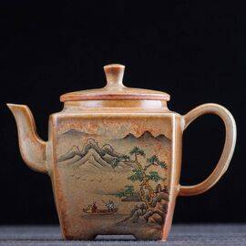 Чайник 195мл “Переправа”, керамика из Цзиндечжэнь (400434)-