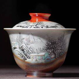 Гайвань 195мл “Зима”, фарфор из Цзиндечжэнь (400259)-