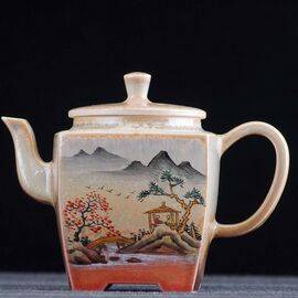 Чайник 185мл “Беседка”, керамика из Цзиндечжэнь (400432)-