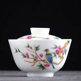 Гайвань 160мл "Птица" цзиндэчжэньский фарфор (400447)-