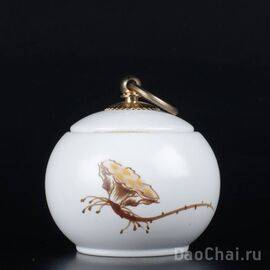 Чайница малая "Коробочка лотоса" (ручная роспись)-